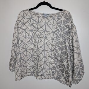 Habitat Gray Patterned Knit Top - Gray/Cream, Size L